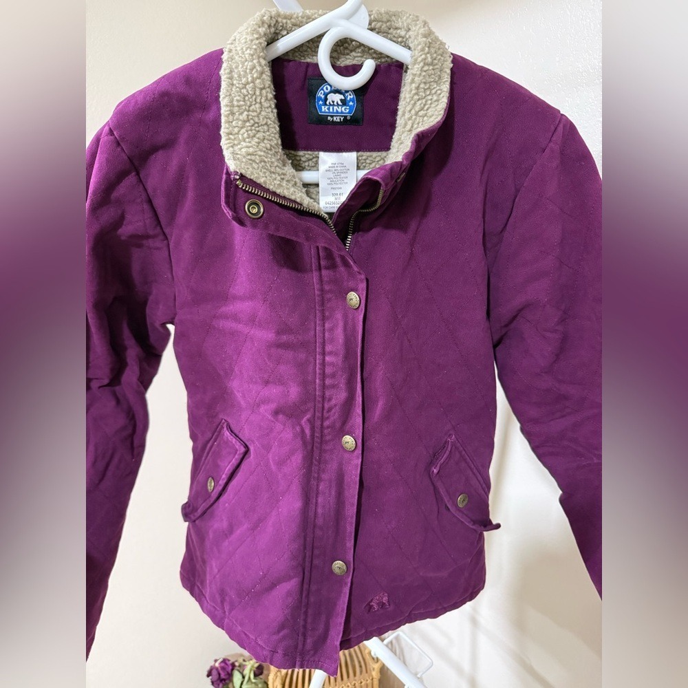 Polar King by Key‎ Sherpa Lined Work Jacket Women's M Berry Maroon Quilted